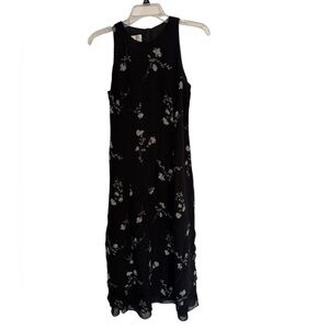 Jones New York Black and White Floral Midi Dress